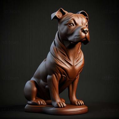 3D model American Staffordshire Terrier dog (STL)